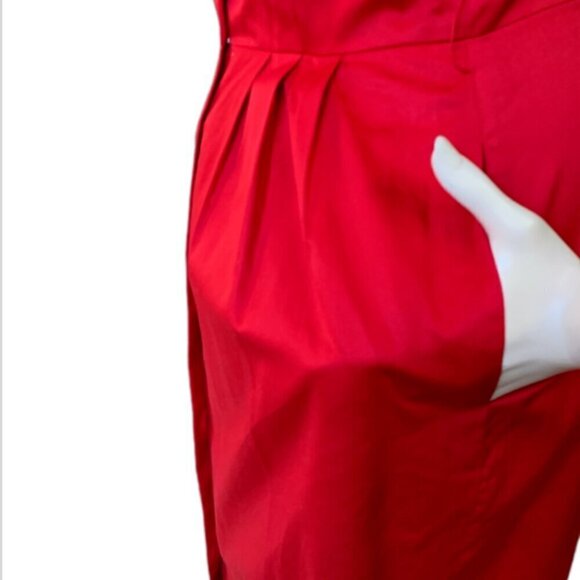 The Limited 4 Red Cotton Lined V-Neck Sleeveless Button-Front Shirt Dress 81M - Picture 3 of 10